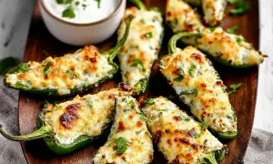 Fyllda jalapeños med krämig ost och örter, perfekt för den som gillar lite hetta. Jalapeno Scoville-skalan visar deras styrka.