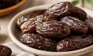 En skål med dadlar, som visar att dadlar nyttigt är ett bra val för en hälsosam snack.