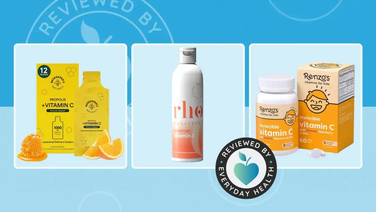 Tre olika produkter med c vitamin: Beekeeper's Naturals Propolis + Vitamin C, Rho Nutrition Liposomal Vitamin C och Renzo's Invincible Vitamin C för barn.