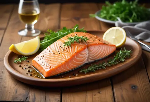 En saftig laxfilé med citron och örter, perfekt för att uppnå rätt lax innertemperatur.